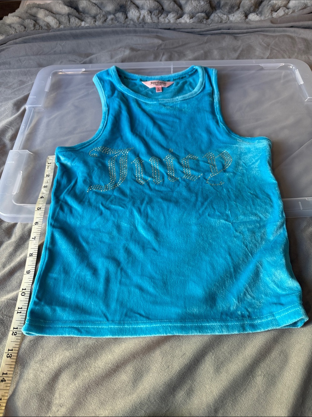 Juicy Couture Turquoise Blue Velour Tank & Shorts Set Silver Sparkles - Picture 5 of 5